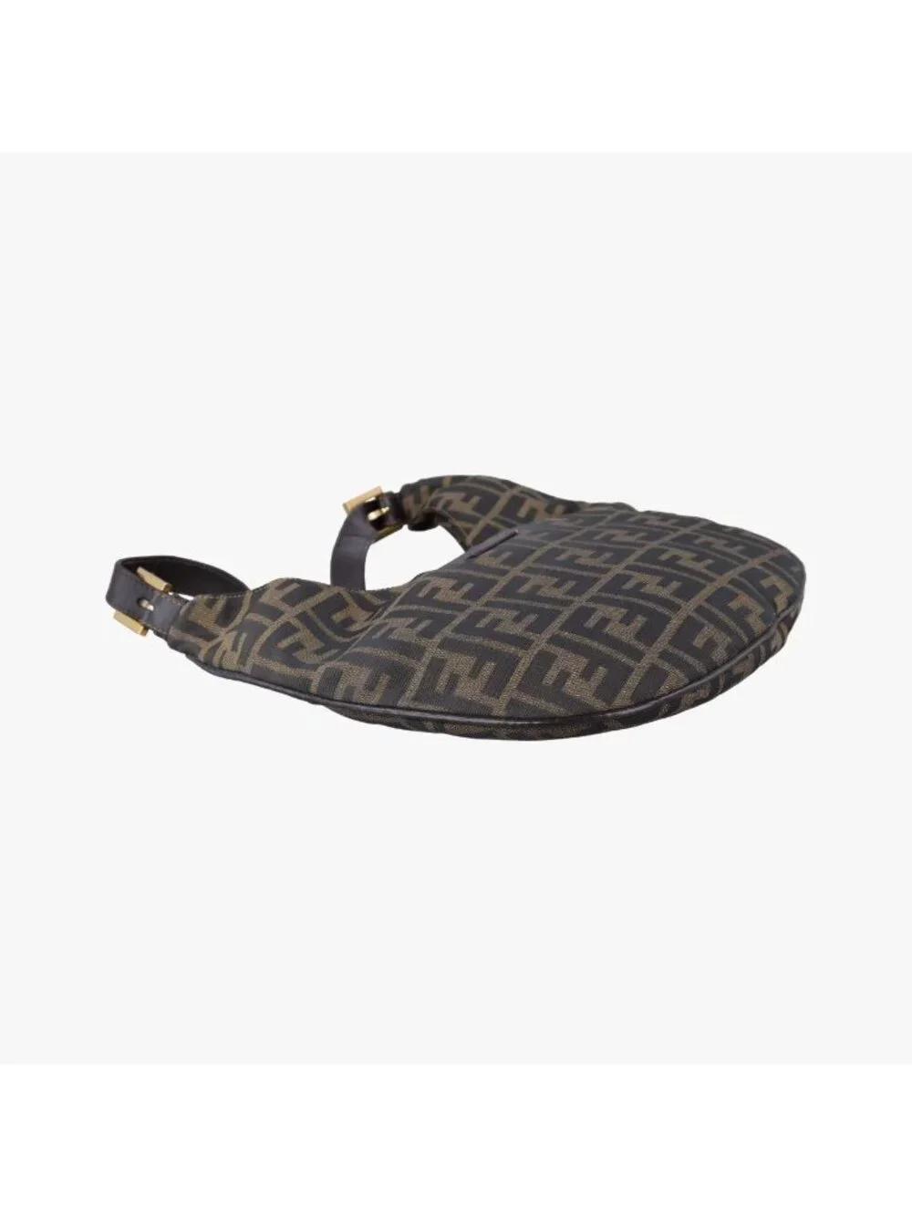 Fendi Zucca Pattern Brown Canvas Leather Handbag
